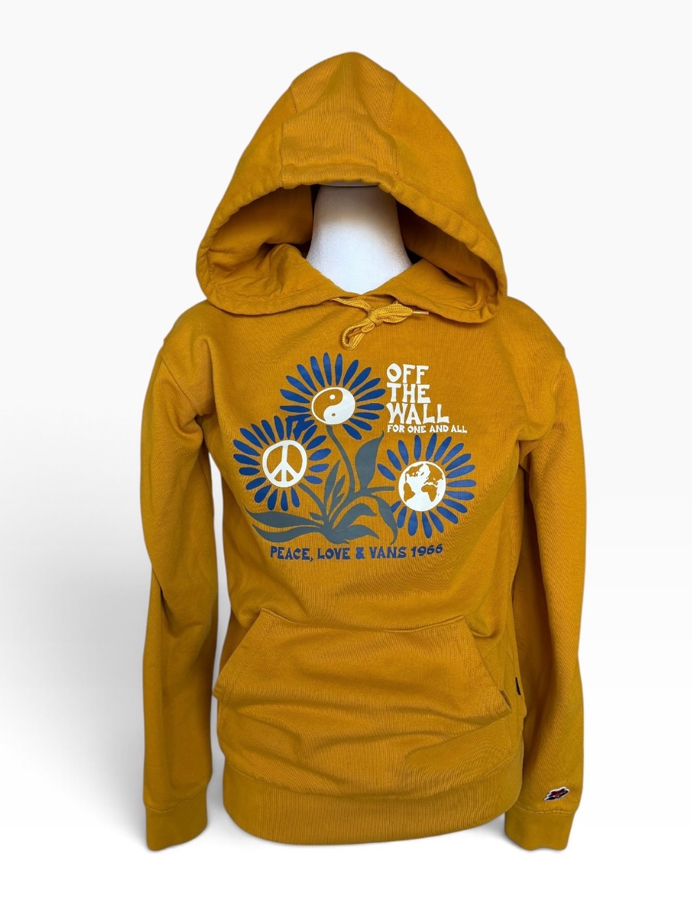 Vans Peace Love And Vans Golden Yellow Graphic Hoodie Size S